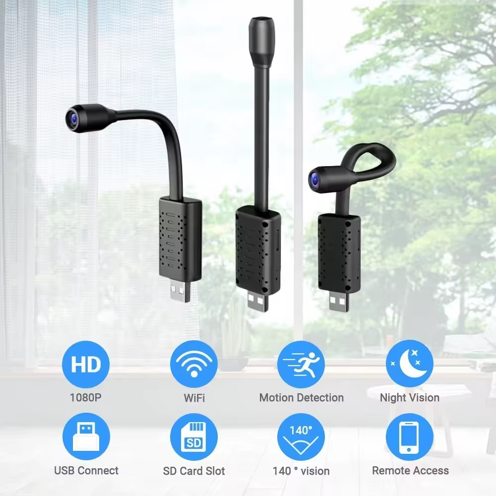 360° Flexible Mini USB Nanny Cam — Wireless Motion Detection Security Camera with Built-in Hotspot